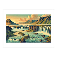 Vintage Iceland, Landscape Poster (Print Only)
