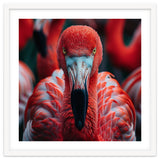 Close Up Flamingo Head With Bright Red Feathers thumbnail