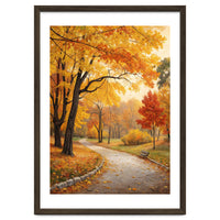 Original Autumn Park Landscape Oil Painting Style