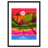 My Shadow & I, Sunset Painting Lake Beach Seashore, Tropical Nature Landscape Colorful Bohemian Traditional, Travel Concept Companion thumbnail