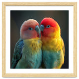 Lovebirds Perched Together Vivid Colors thumbnail