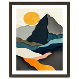 Minimalist Layered Mountain Landscape with Golden Sun thumbnail
