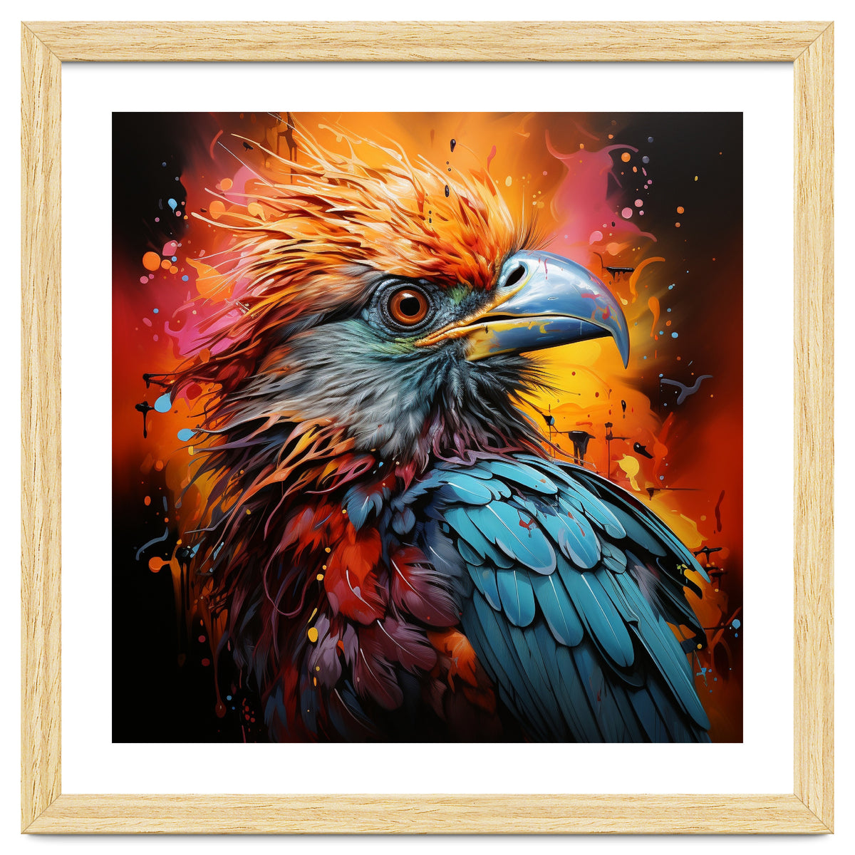 Vibrant Eagle Portrait Abstract Colorful Splatter Art