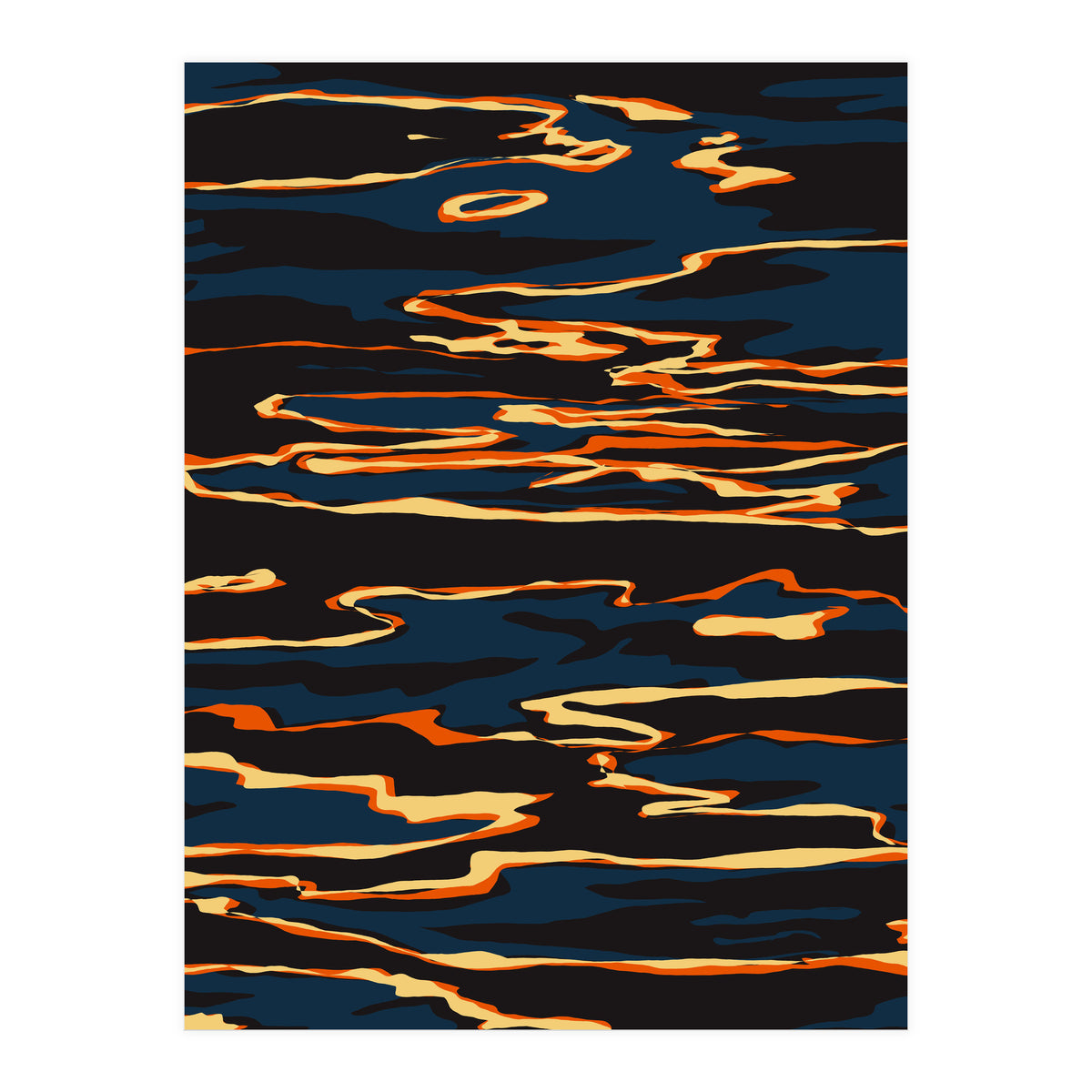 Sunset Reflection, Positivity Hope Growth Optimism Mindset, Nature Marble Dark Ocean (Print Only)