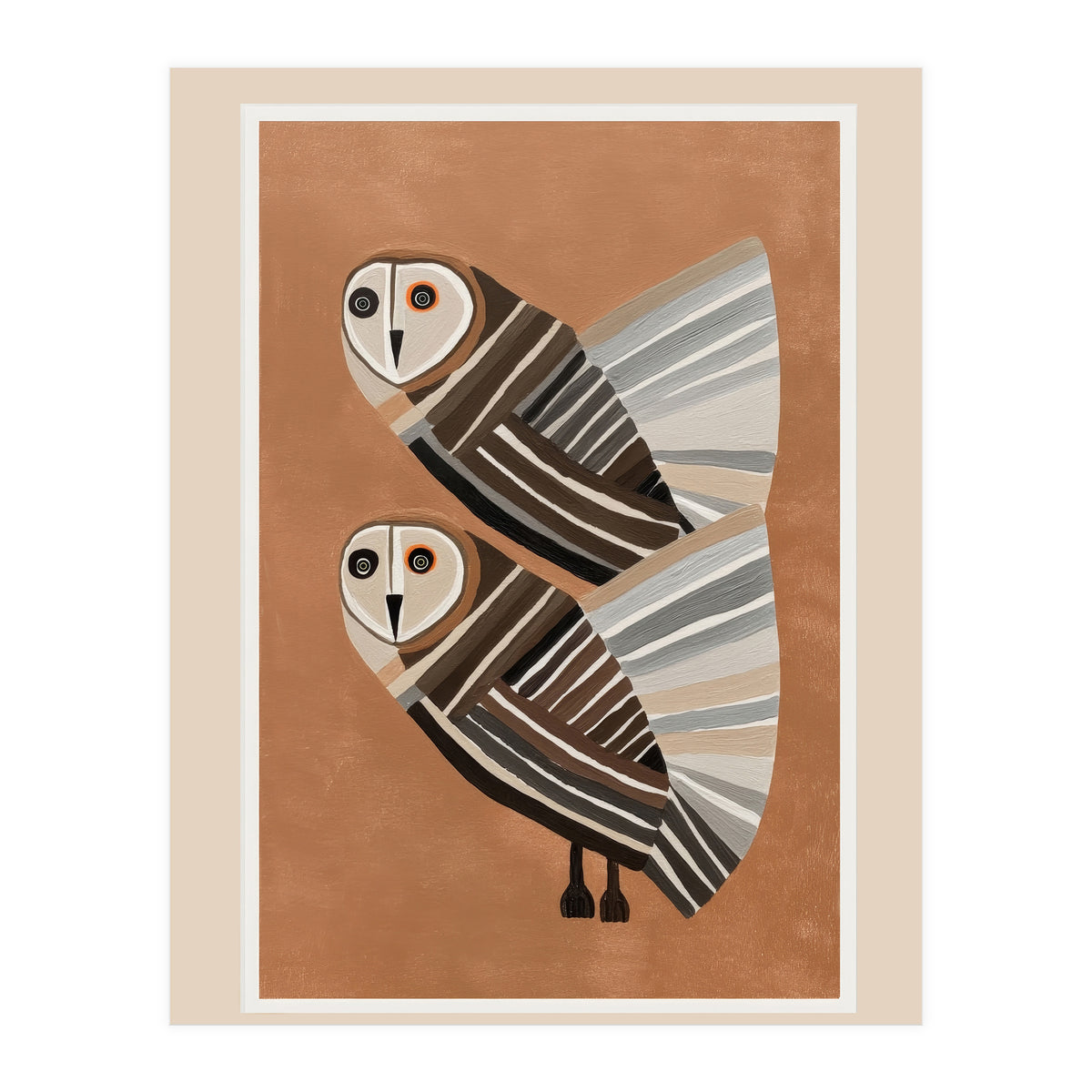 Striped Owl Pair (Print Only)