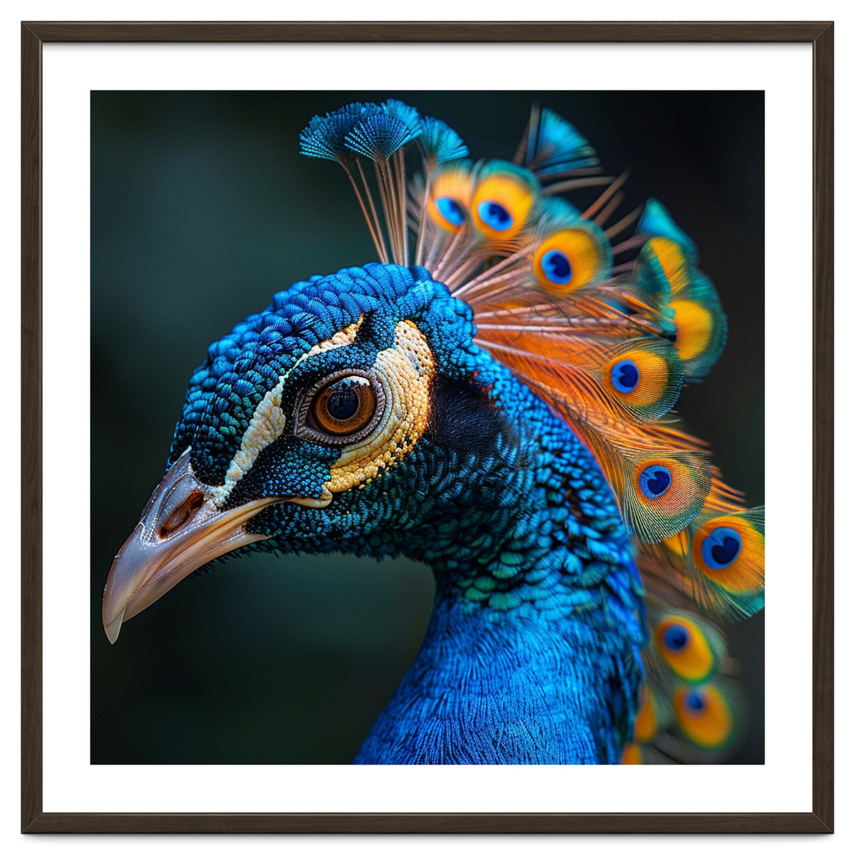 Peacock Bird Portrait Detailed Feathers Vibrant Colors