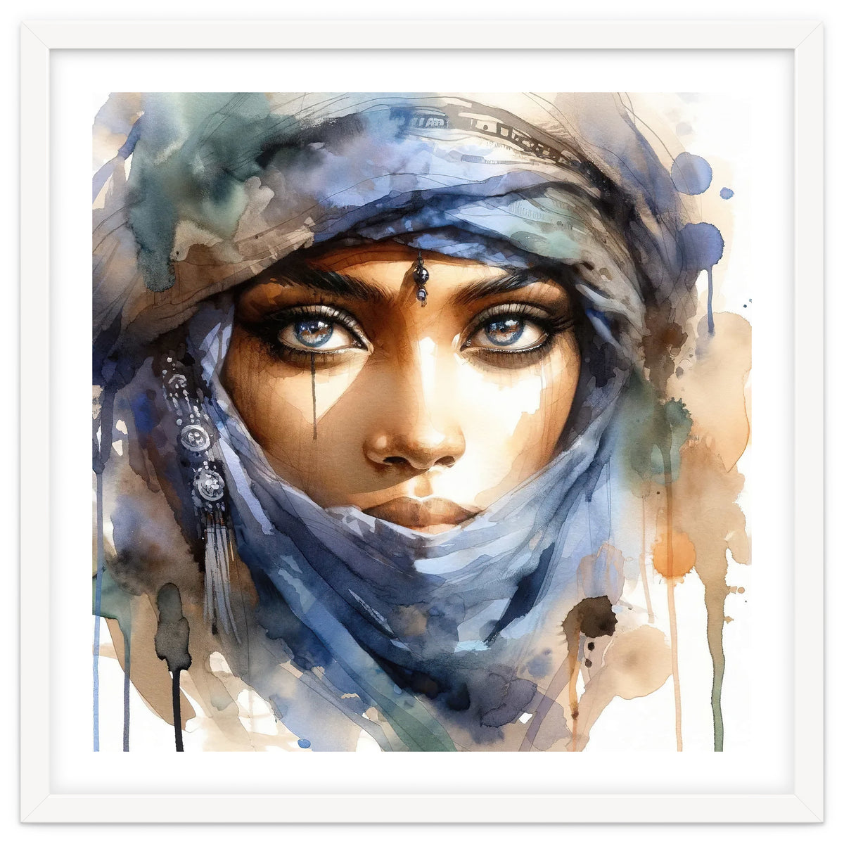 Blue Veil Tuareg Woman Portrait