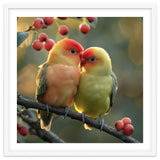 Two Lovebirds Sitting On A Branch thumbnail