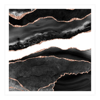 Black & Rose Gold Agate Texture 08  (Print Only)