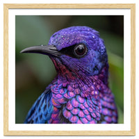 Vibrant Purple Bird With Water Droplets