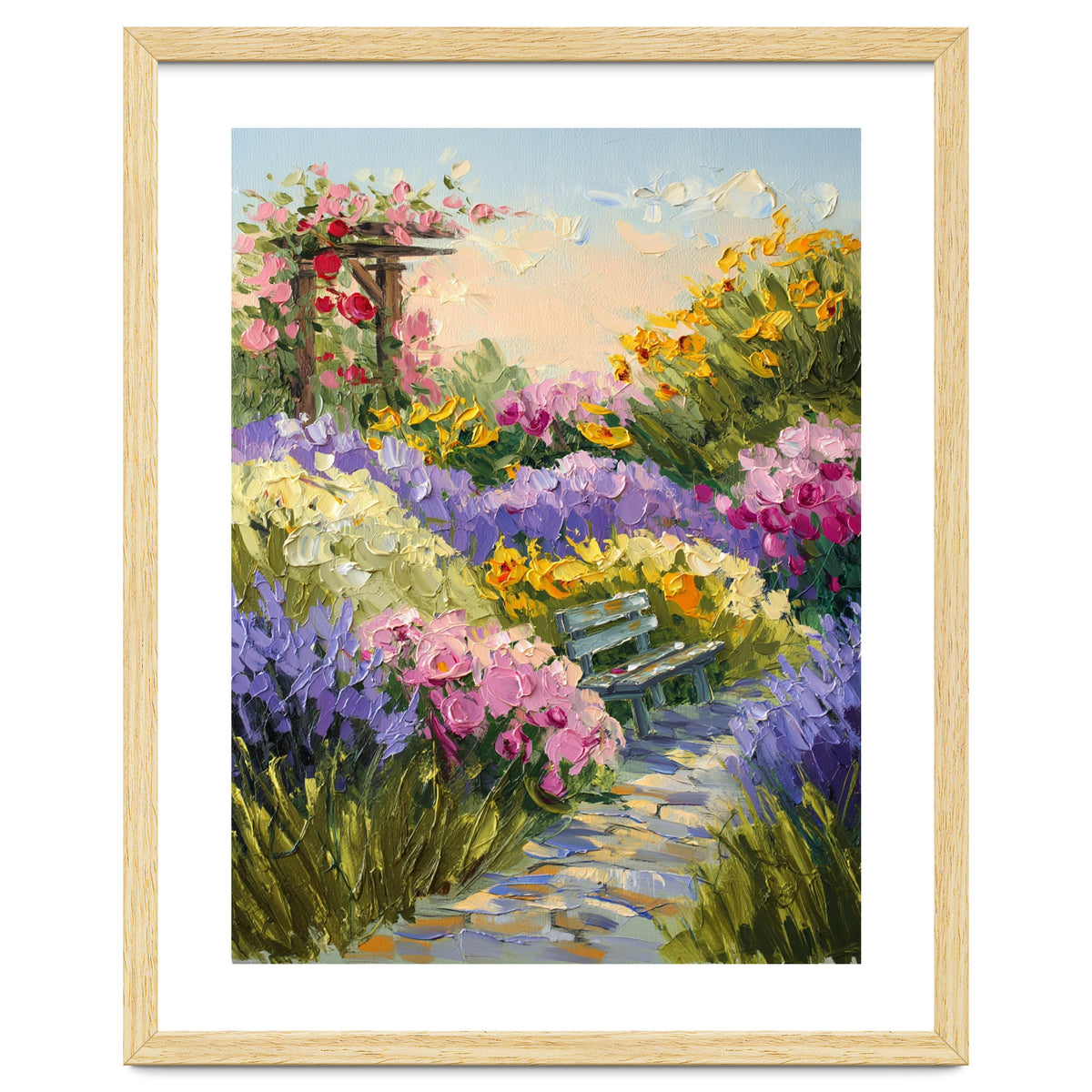 Serene Summer Garden Path Oil Painting