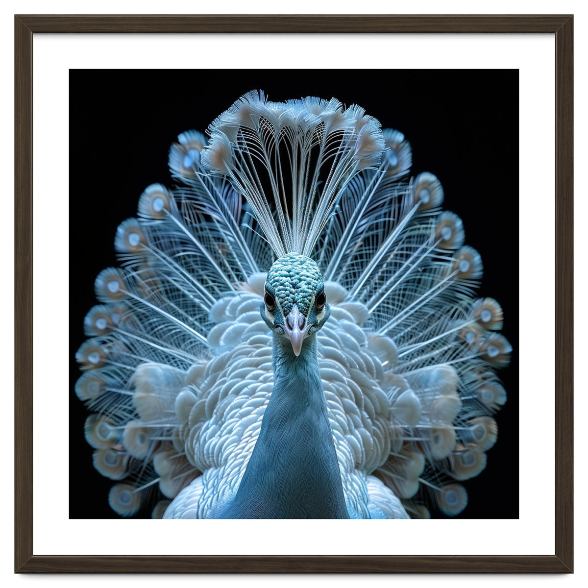 Majestic White Peacock Displaying Its Feathers