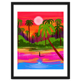 My Shadow & I, Sunset Painting Lake Beach Seashore, Tropical Nature Landscape Colorful Bohemian Traditional, Travel Concept Companion thumbnail