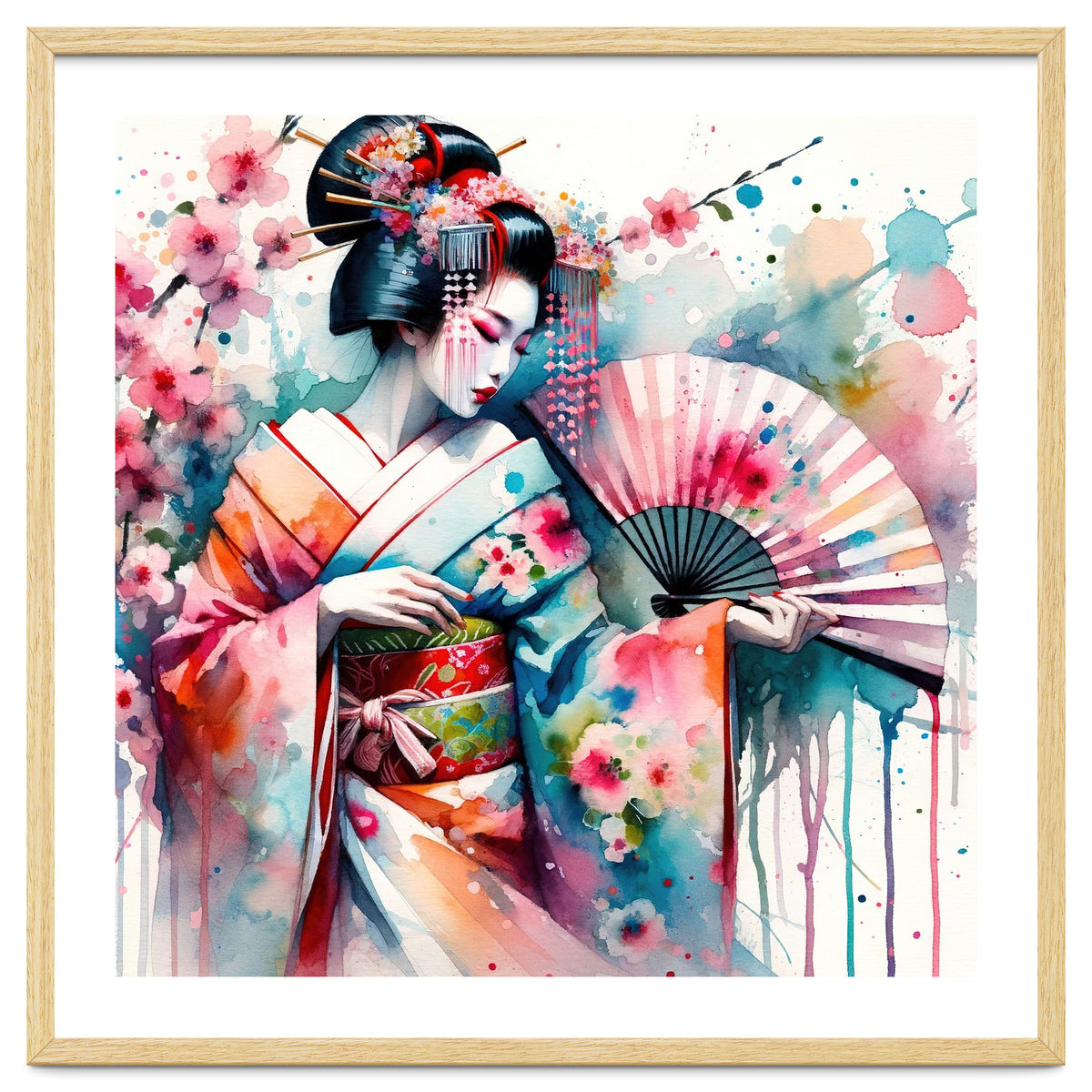 Watercolor Geisha Dancer #2