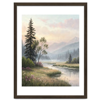 Dreamy Alpine Valley Landscape Painting