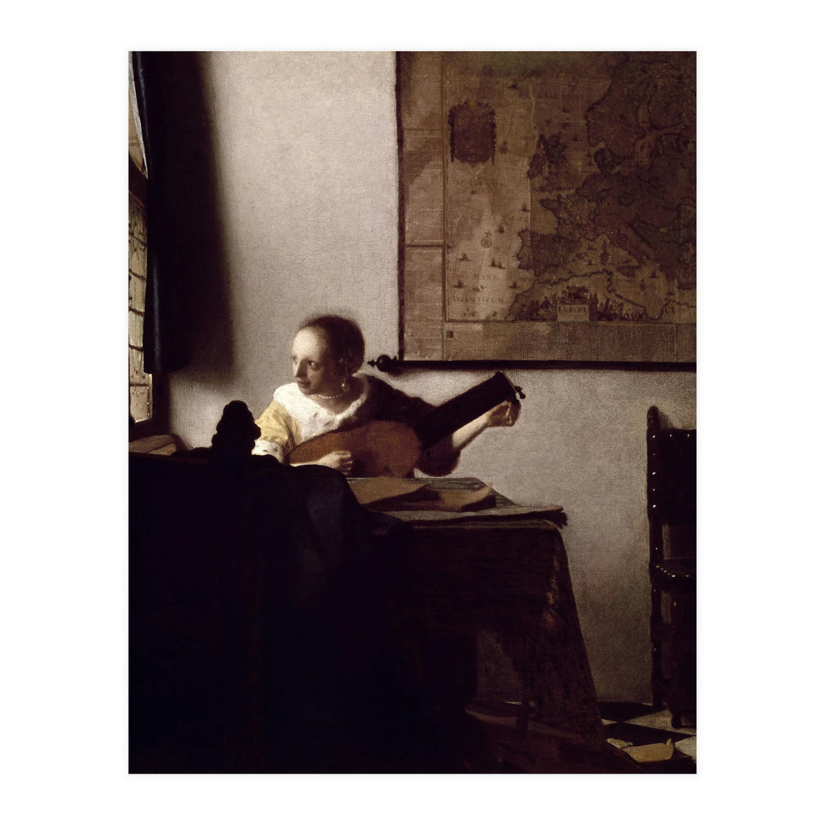 'The Lute Player', 1663-1664, Oil on canvas, 51,4 x 45,7 cm. (Print Only)
