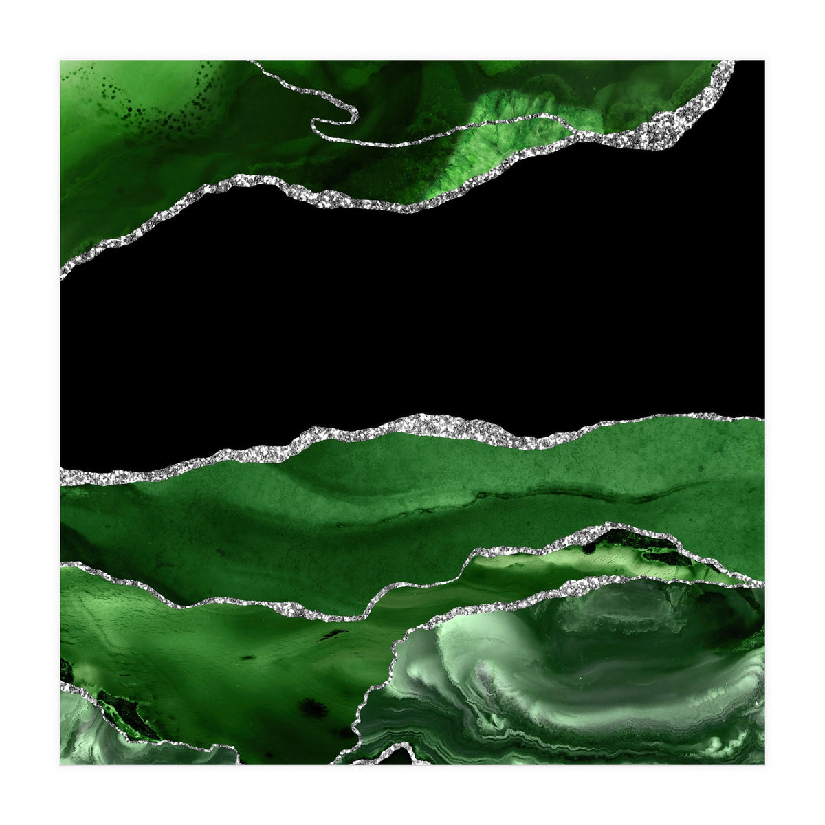 Green & Silver Agate Texture 02  (Print Only)