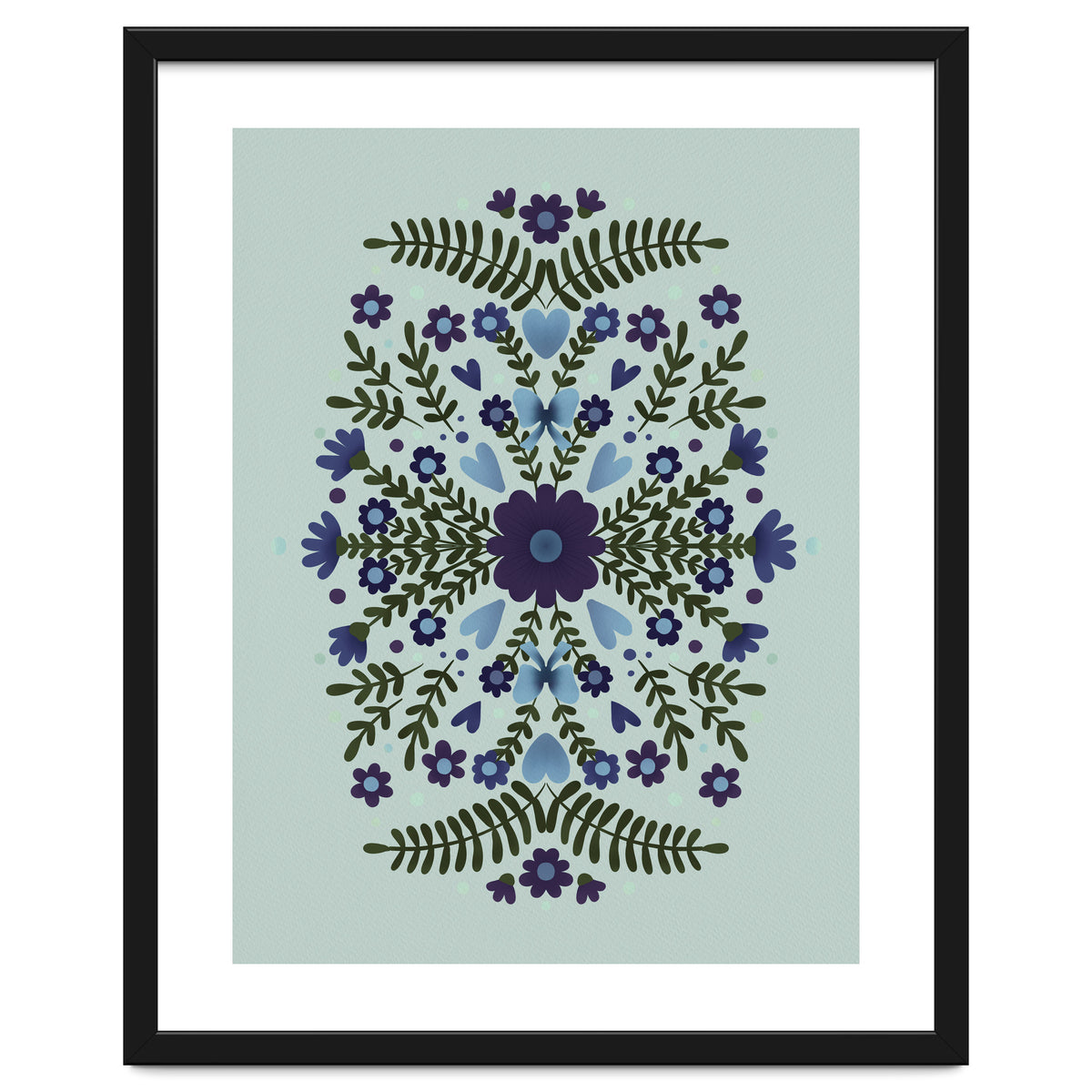 Flowers And Bows Blue And Green