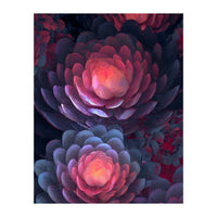 Ethereal Neon Blooms: Intricate 3D Floral Fractal Art (Print Only)