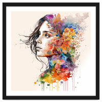 Quiet Muse In Watercolor Blooms