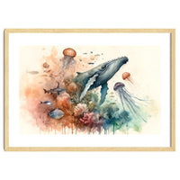 Whale And Jellyfish Watercolor
