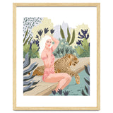 How to Train Your Leopard, Wild Cat Bohemian Woman Painting, Swimming Pool Bikini Summer Swim Animal thumbnail