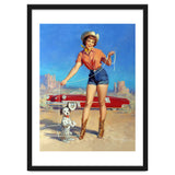 Pinup Cowgirl Showing A New Dog Trick thumbnail