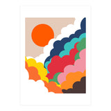 Head In The Clouds, Positivity Nature Sunrise Sunset, Sky Bohemian Comic Retro Eclectic Illustration (Print Only) thumbnail
