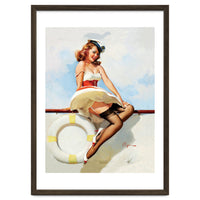 Sailing Pinup Girl With Captain Hat