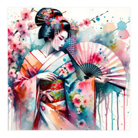 Watercolor Geisha Dancer #2 (Print Only)