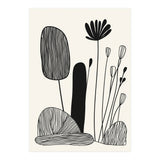 Abstract Black And White Botanical Illustration With Organic Shapes (Print Only) thumbnail