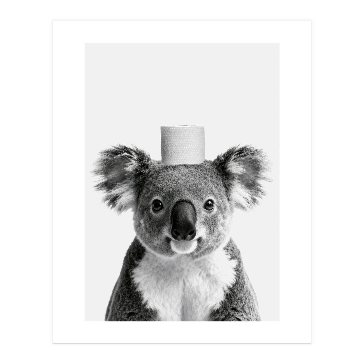 Koala, Toilet Paper Crown, Cute Animal Bathroom Art (Print Only)