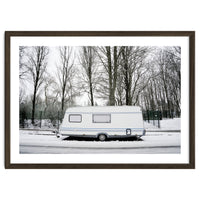 Travel Trailer in the snow road