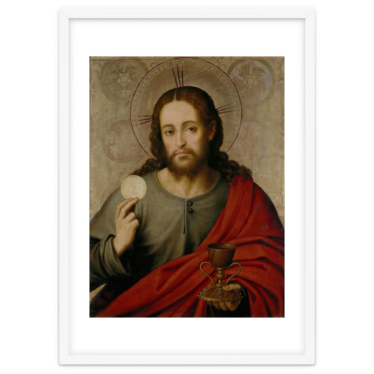 Juan de Juanes / 'The Saviour', 1545-1550, Spanish School, Oil on panel, 73 cm x 49 cm, P00845.
