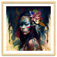 Floral Native Asian Warrior Portrait