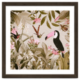 Vintage Exotic Birds Sepia Rainforest Flower Jungle thumbnail