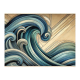 Art Deco Blue Ocean Waves (Print Only) thumbnail