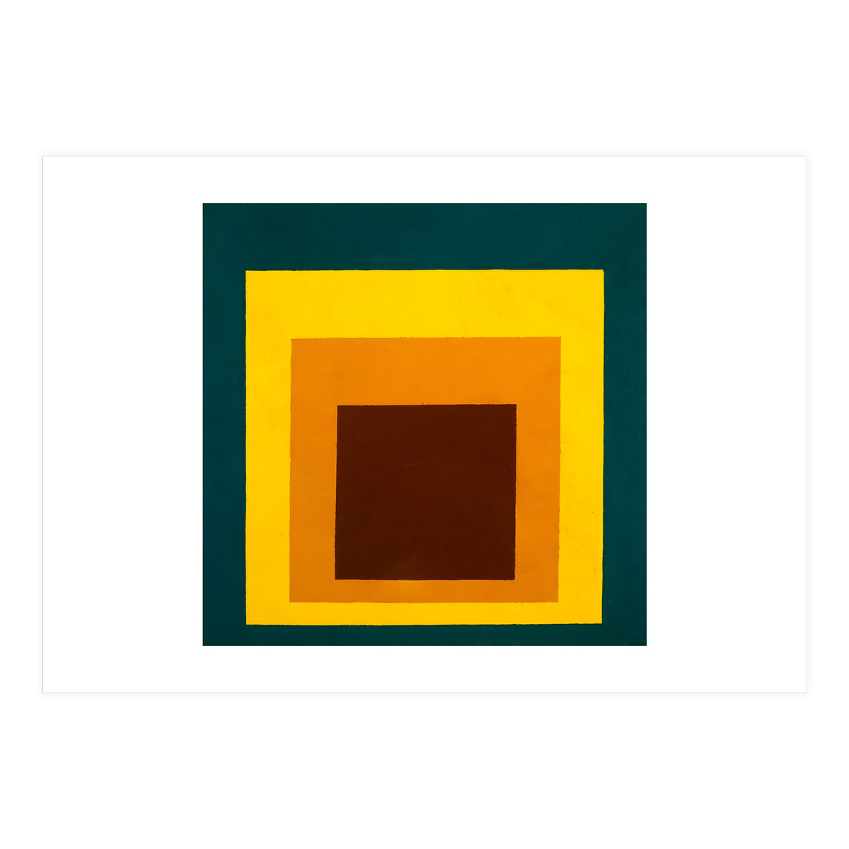 JOSEF ALBERS - HOMAGE TO THE SQUARE DARK GREEN YELLOW ORANGE BROWN  (Print Only)