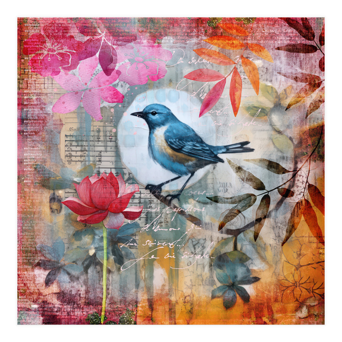 Bird Colorful Collage  (Print Only)