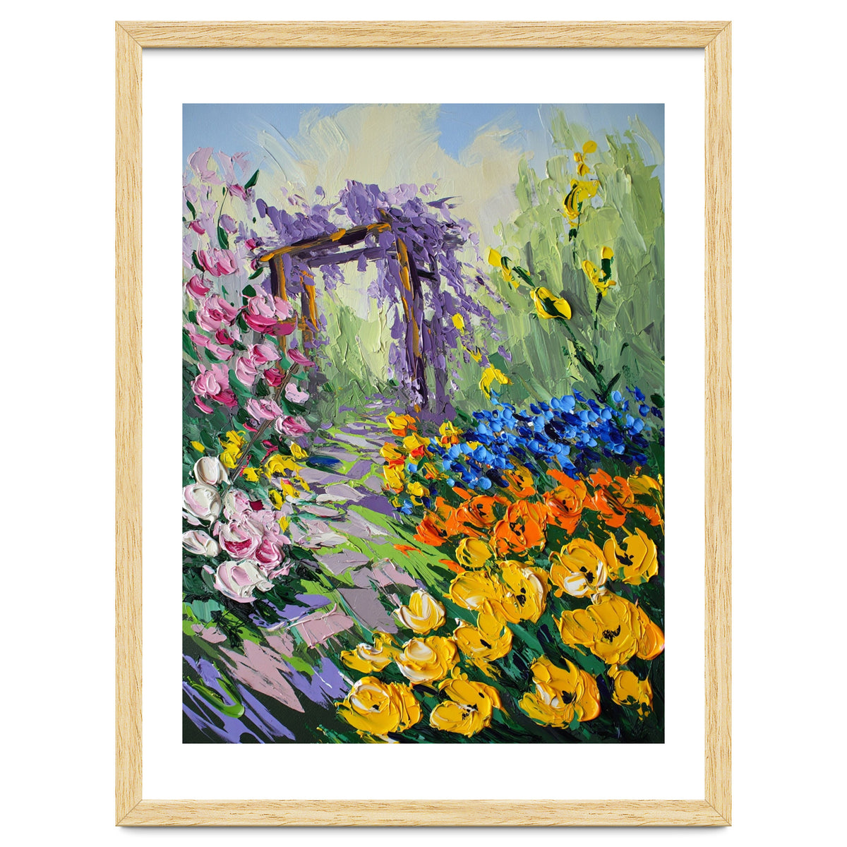 Sun-Drenched Garden Pergola Oil Painting