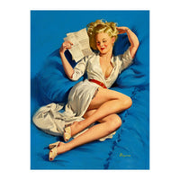 Pinup Sexy Girl Reading A Love Letter (Print Only)