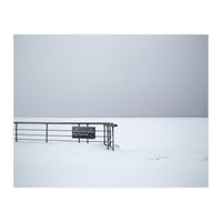 No lifeguards on the sign board in the winter snow beach (Print Only)