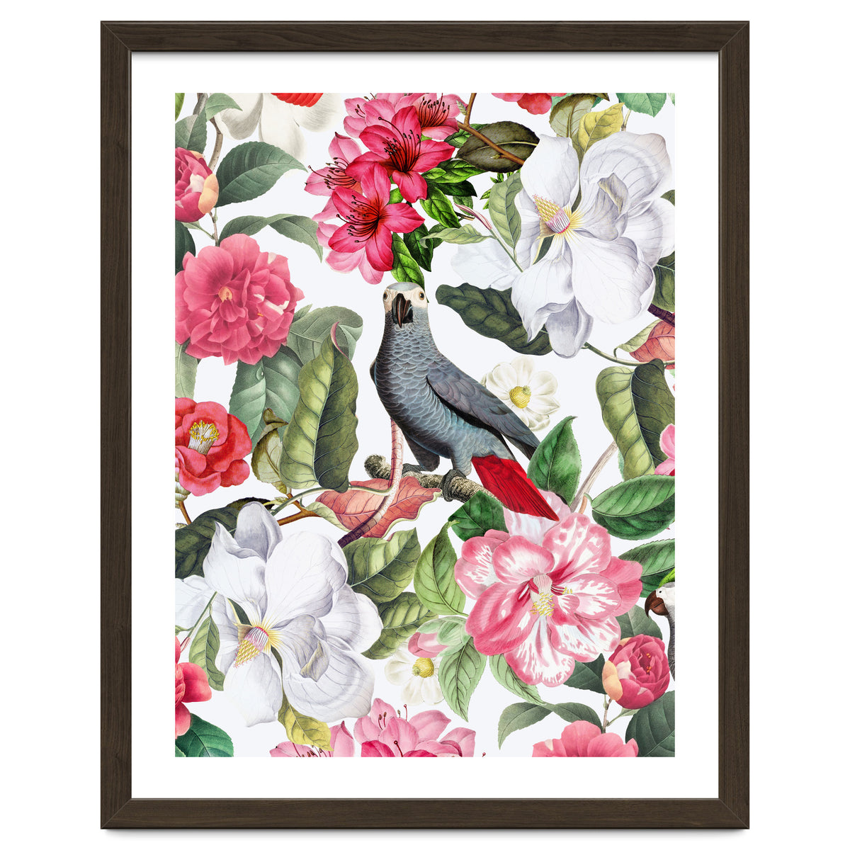 Vintage Cockatoo in Flower Jungle