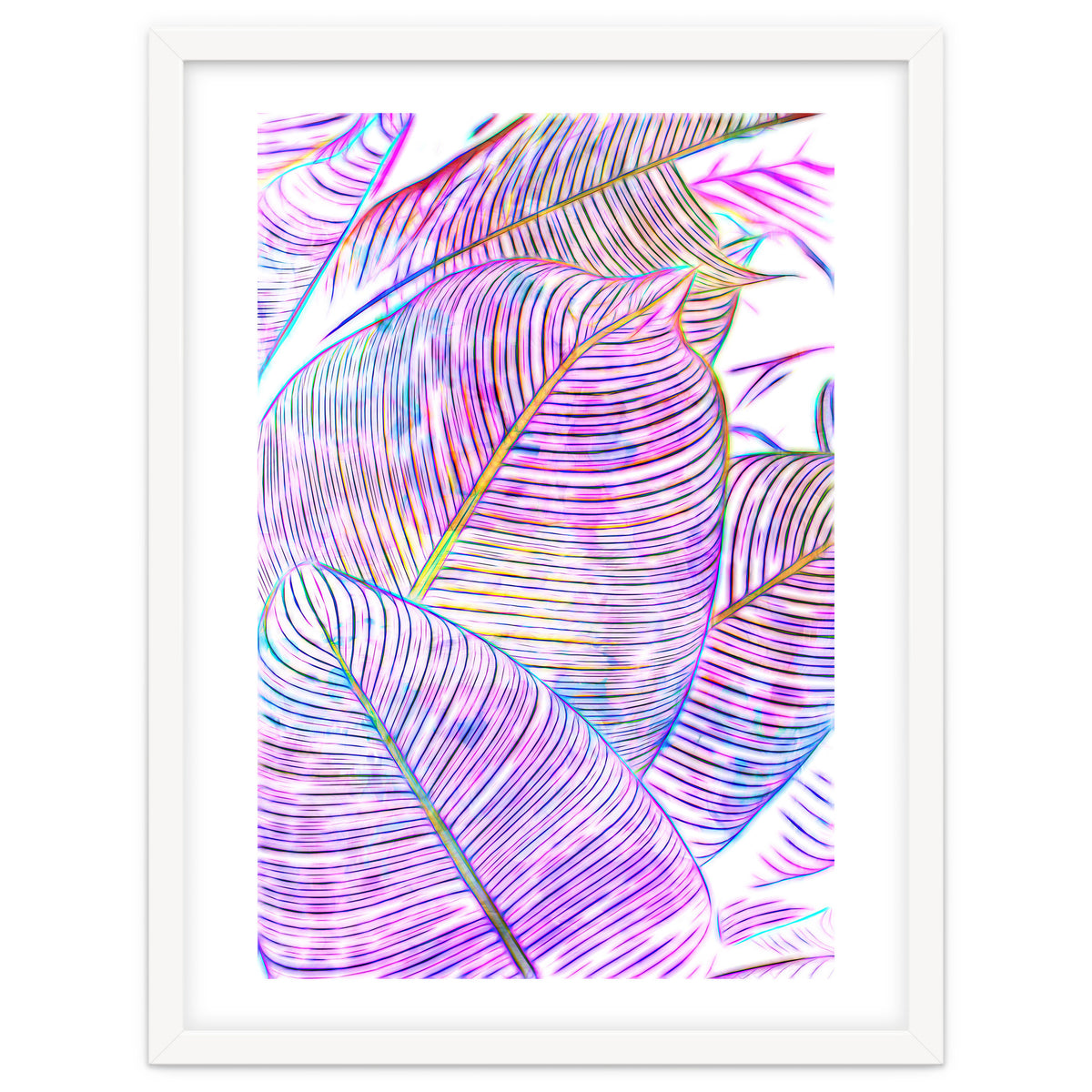 Pink Banana Leaves | Tropical Botanical Jungle | Ultraviolet Purple Nature Plants | Eclectic Forest