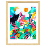 The Black Panther, Tropical Jungle Watercolor Painting, Botanical Forest Colorful Bohemian Illustration, Tiger Leopard Cheetah Animals thumbnail