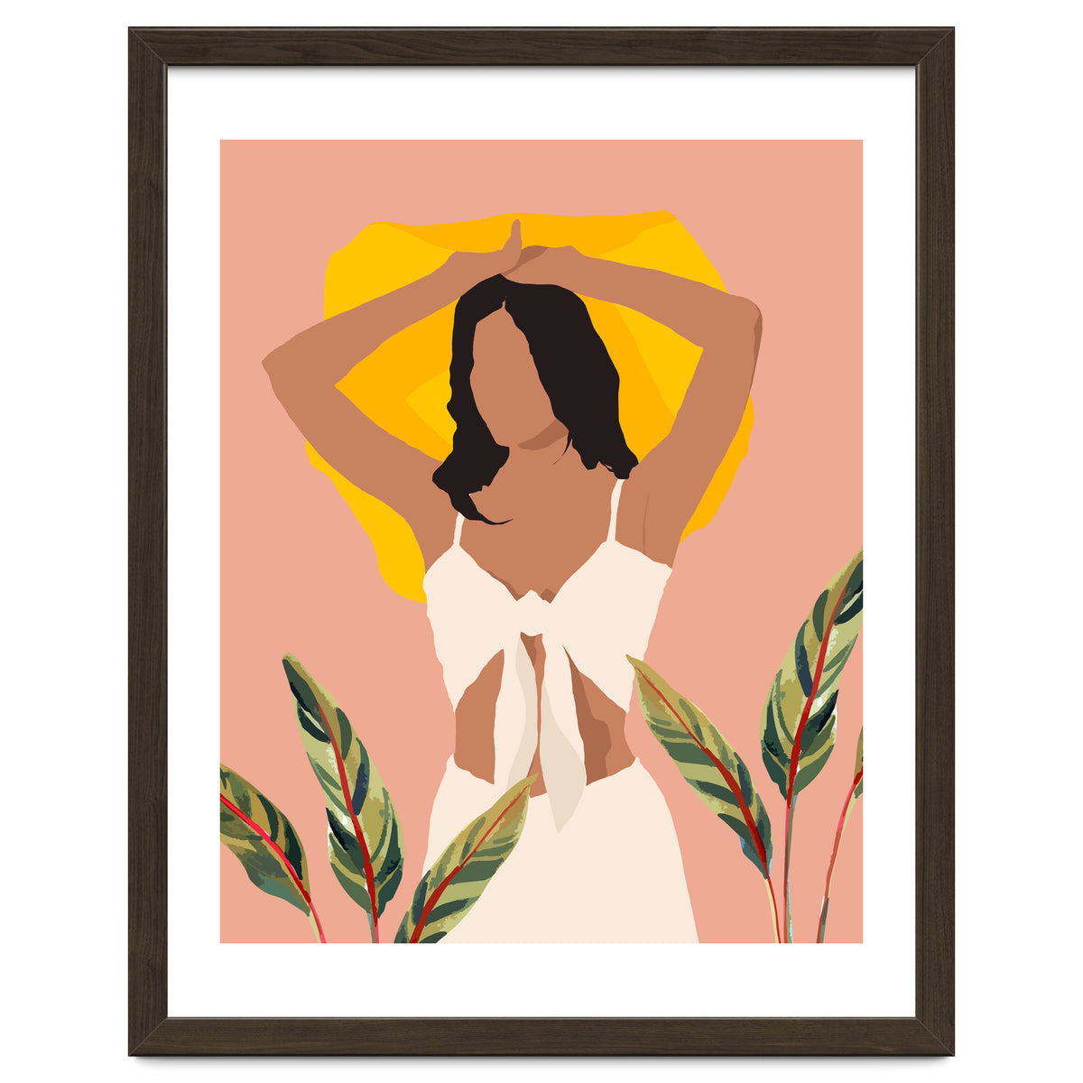 Fold Up The Sun & Take It Wherever You Go, Bohemian Woman Self Love Self Care Pastel , Plant Lady Tropical Boho Contemporary