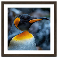 Close Up Of King Penguin In The Rain