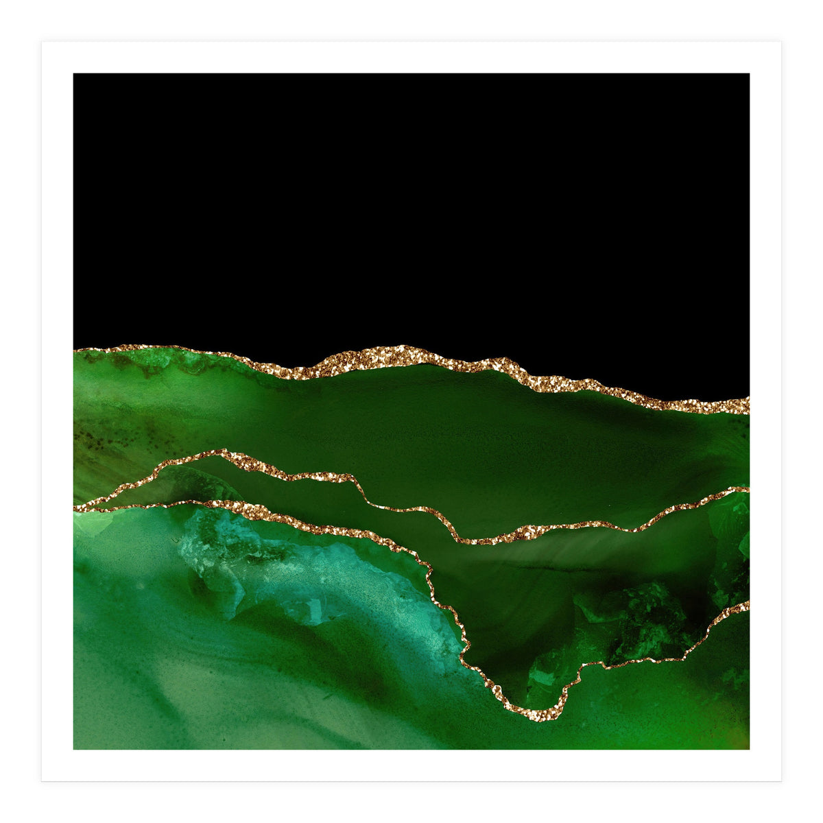 Green & Gold Agate Texture 07  (Print Only)