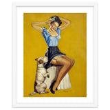 Pinup Woman Posing With Her Dog thumbnail