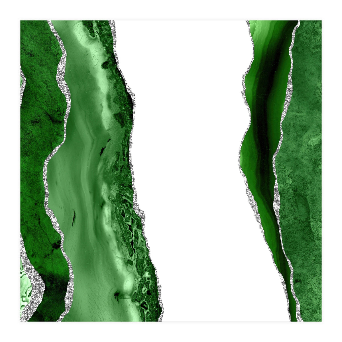 Green & Silver Agate Texture 14  (Print Only)